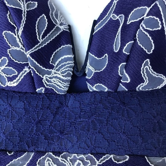 FOXIEDOX Blue/White Embroidered Tulip Dress NEW 4 - Picture 9 of 12